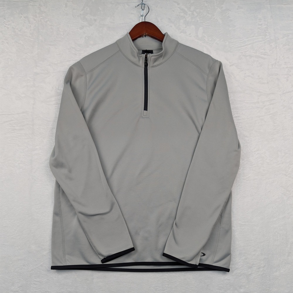 Oakley Sweater Men L Gray 1/4 Zip Pullover Performance Fleece Mock Neck Athletic